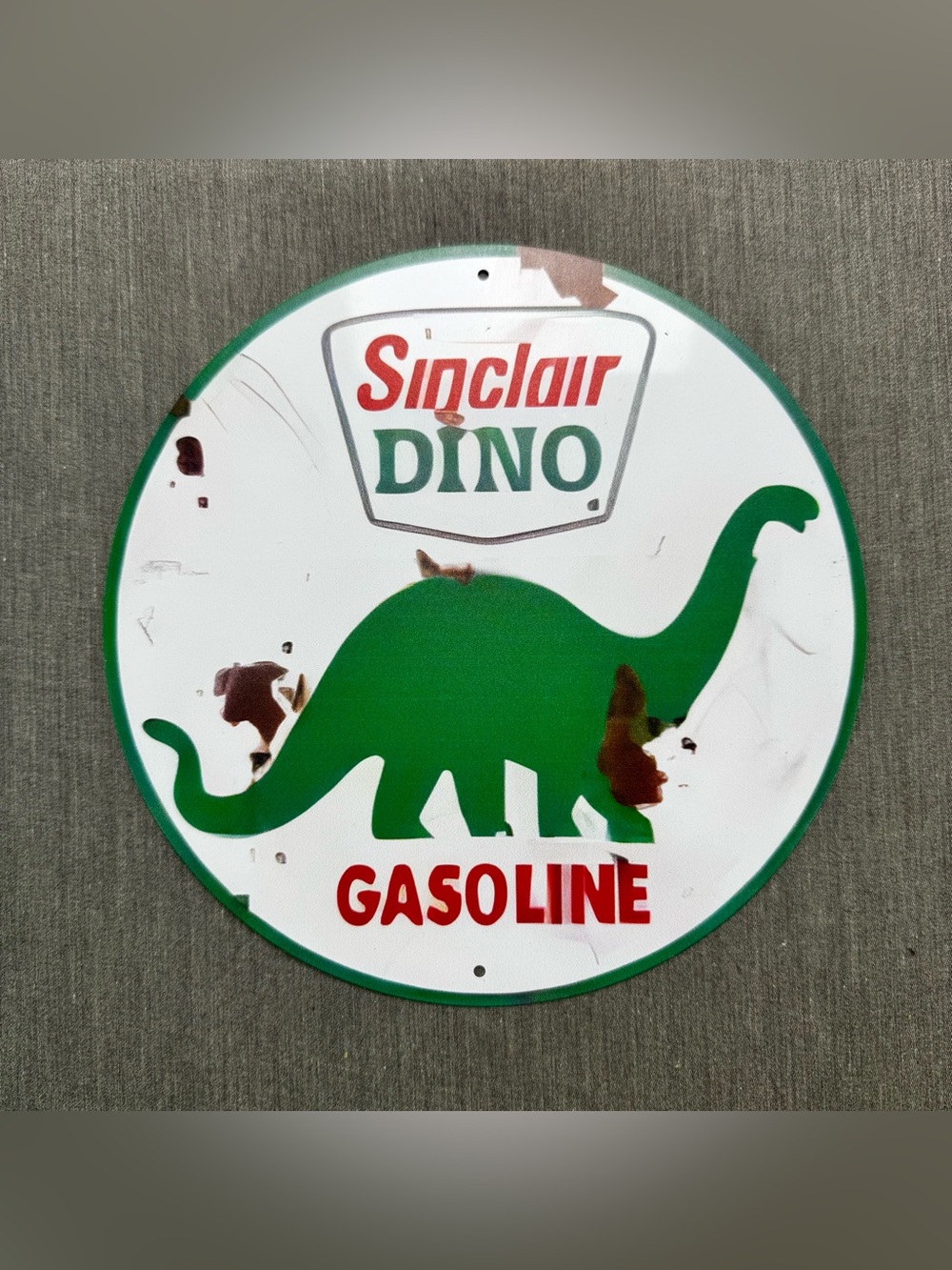 Sinclair Dino Gas Sign Round Metal Garage Decor Retro Petroliana 12" New Oil Art